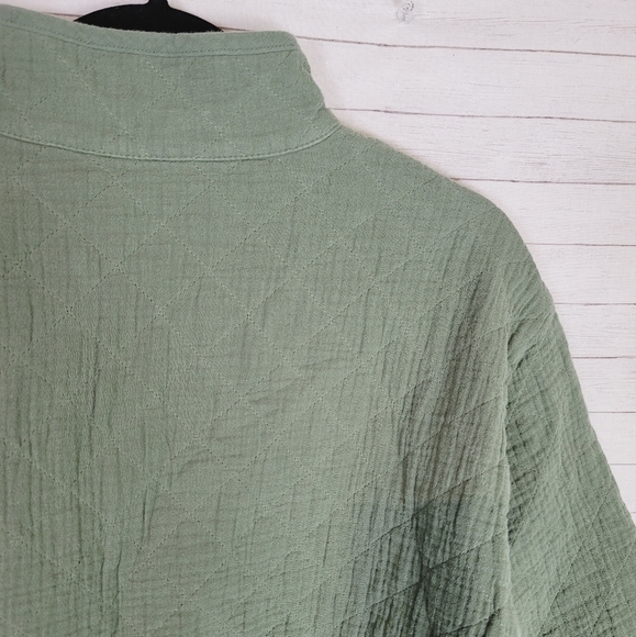 MADEWELL Diamond Jacquard Half-Zip Pullover Top in Khaki Green, SZ SMALL - Picture 11 of 12